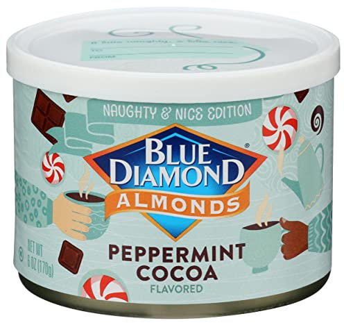Blue Diamond Almonds, Peppermint Cocoa Holiday Snack Nuts, 6 Oz(Pack of 1),Resealable Can