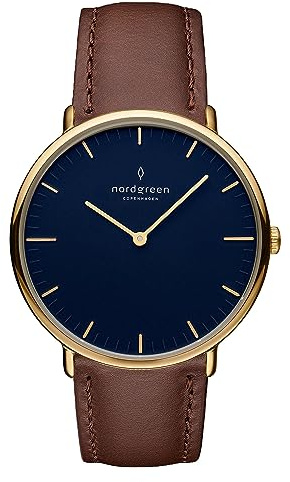 Nordgreen Native Brown Leather 40mm Gold Case Watch