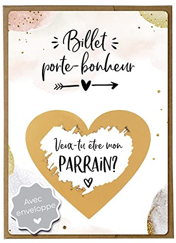 Joli Coon Carte a gratter - Cadeau parrain demande - Veux-tu être mon parrain avec enveloppe