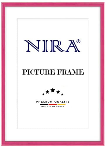 NiRa Massiv Holz Bilderrahmen Schmal 42 x 59,4 cm DIN A2 in Pink Hochglanz | Farbe und Größe wählbar | Rahmen für Poster | Puzzle | Foto collage HD119