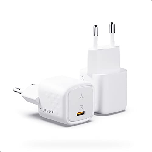 VOLTME Cargador USB-C 30W 2 Pack, Cargador PD Rápido GAN Compatible con iPhone 14/14 Plus/14 Pro/14 Pro Max/13/12, Pixel, Galaxy, iPad/iPad Mini y más (Cable no Incluido)