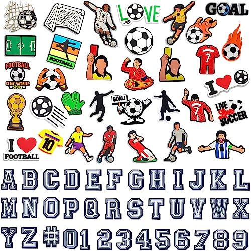 Keismodye 70PCS Shoe Charms, Football Charms Fits for Clog Sandal, Birthday Gift, or Wristband, or Party Favors for Kids, Boys, Teens, Men