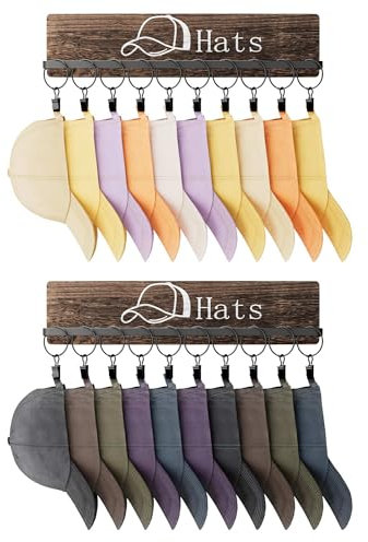 Bulado Hutablage für Wand, Hut-Organizer für Baseballkappen mit 20 Haken, Hutaufbewahrung, Organizer, Wandhalterung, rustikaler Cowboyhut-Halter, Holzhutaufhänger für Schrank, Schlafzimmer,