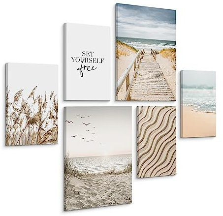 Muralo - Wandbilder Set - Leinwand Bilder Set Aufhängefertig - Bilder für Wohnzimmer Schlafzimmer - Moderne Wanddeko - Natur - 4 Bilder 20 x 30 cm mit 2 Bilder 30 x 40 cm