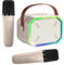Karaoke Machine for Kids and Adults,Mini Portable Bluetooth Speaker with 2 Wireless Microphones, Kids Gifts for Girls Boys Family Party Birthday(Beige)