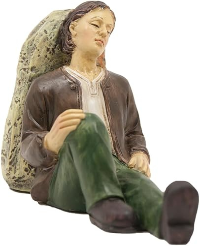FADEDA Schlafender Wanderer/Höhe:9 cm/handbemalt/detailgetreue Krippen Figuren - Weihnachten Tisch Dekoration Krippe Zubehör