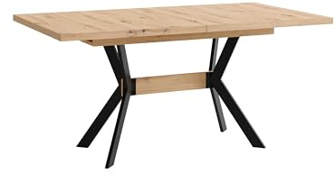 byLIVING Esszimmertisch Bremen/Tischplatte Artisan Eiche/Gestell Metall schwarz/Esstisch mit Auszug/Küchentisch/B 160-200, H 75, T 90 cm