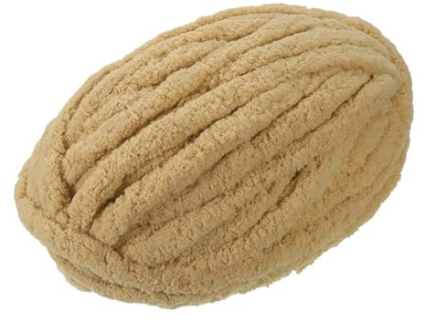 QUARKZMAN Dicke Wolle, 1 Stück 27m x 2cm - Polyester Deckenwolle, handgestrickte DIY dicke Chenille-Wolle zum Häkeln von Decken, Taschen, Schals und Hüten (Khaki)