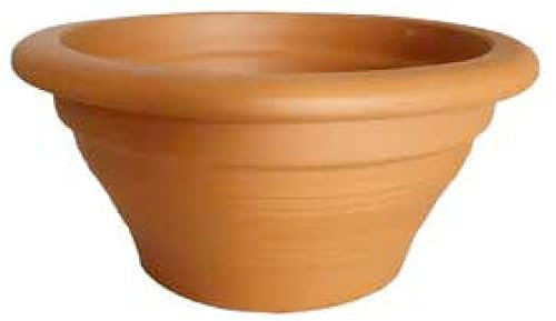 Vaso ciotola per piante in terracotta rigato Made in Italy – Fioriera in Cotto, Diametro cm 47, altezza 22 cm