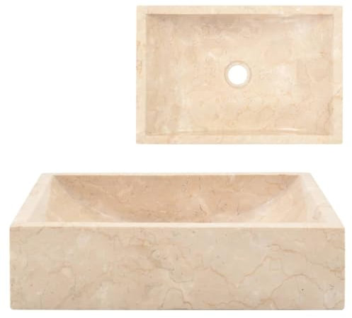 Waschbecken 45x30x12 cm Marmor Hochglanz-Creme