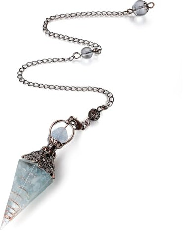 AWARDSEN Harz Aquamarin Pendulum Edelstein Pendel Kristall, Heilsteine Natürliches Sechseckiges Edelstein Kristall Ornamente für Hexerei Zeremonie, Wahrsagen, Reiki Heilung und Esoterik Geschenke