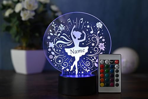 Optechvisual Personalisierte Ballerina LED Tischlampe mit Fernbedienung Geschenkidee Turnerin Tänzerin für Frauen und Mädchen, 000000004