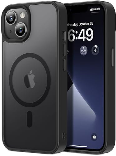HOOMIL Starke Magnetische Hülle für iPhone 13, Kompatibel mit MagSafe, Militärschutz, Stoßfest, Kratzfest, Transluzent Matt Case Schutzhülle - Schwarz