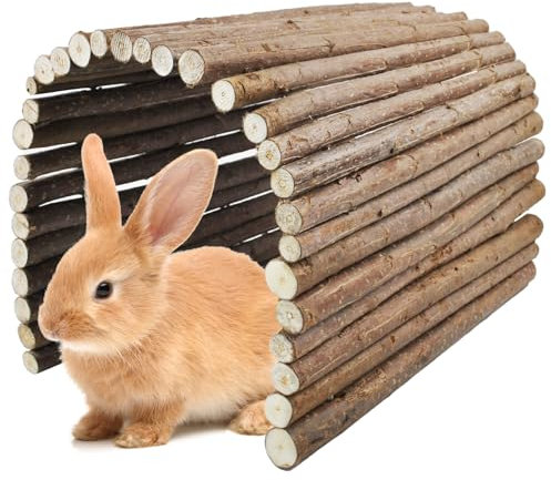 kathson Rabbit Bridge Wooden Hamster Climbing Tunnel Bunny Extra Large Ladder Wood Flexible Hideout for Guinea Pig Chinchilla Ferret Hedgehog Rat Squirrel and Other Rodents(26 x 16 in)