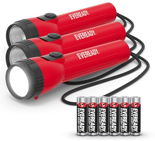 EVEREADY LED Flashlights (3-Pack), Bright Flashlights for Emergencies and Camping Gear, Power Outage Flash Light, AA Batteries Included