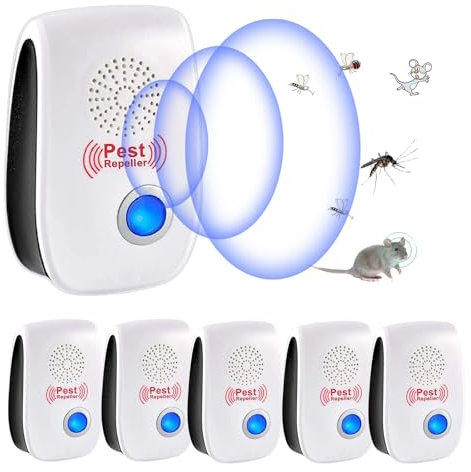 Répulsif Ultrason Anti-Rongeurs Insectes, 6 Pack Ultrason Anti Moustique & Ultrason Souris et Rats, Intérieur Répulsif Électronique Insectes pour Souris, Rats Fourmis Araignées Moustiques