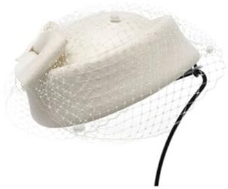 SOIMISS Damen Fascinator Hut Wollfilz Mit Schleife Und Schleier Eleganter -hut Für Hochzeiten Partys Und Besondere Anlässe Weiß Für Gelegenheit