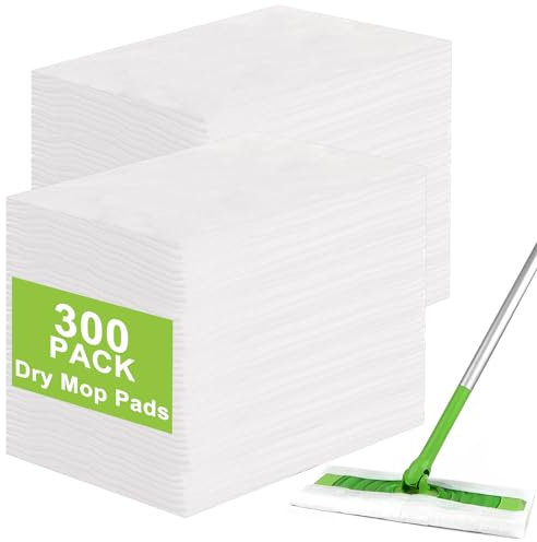 LOPYXBR 300 Count Flash Speed Mop Dry Pads, 29x20cm/11.4x7.8 inch Dry Floor Wipes, Duster Flash Mop Refill Pads, Flash Speed Mop Refill Wipes for Home,Kitchens, Bathrooms, Offices Floor Cleaning