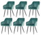 CLIPOP Esszimmerstuhl 6er Set Samt Küchenstuhl Polsterstuhl mit Armlehne und Metall Beine, Retro Design Armlehnstuhl Sessel für Wohnzimmer Esszimmer (6er, Samt Türkis)