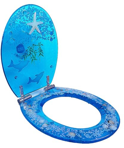 Toilettensitz mit Klodeckel, WC-Sitz mit Absenkautomatik aus Harz, Toilettendeckel mit Motiv, O/U/V Form Normale Beanspruchung im Wohnbereich oder leichte gewerbliche Nutzung