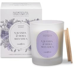 Nasoterapia Lavanda e Rosa selvatica candela profumata con oli essenziali 180 gr