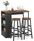 SOARS Bartisch mit Barhocker Set, Tresentisch mit 2 Hockern, 3 Ablagen, Metallrahmen, Essgruppe für 2 Personen, Frühstückstisch Küchentheke Bartheke Möbelsets für Bar, Bistro & Wohnzimmer