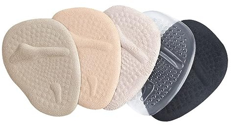Healeved 5 Paar Gel Fußpolster Mittelfußpolster Selbstklebend Transparent Textil Halbfuß Einlagen zur Schmerzlinderung für High Heels Alltagsschuh Fußkissen gegen Druckstellen
