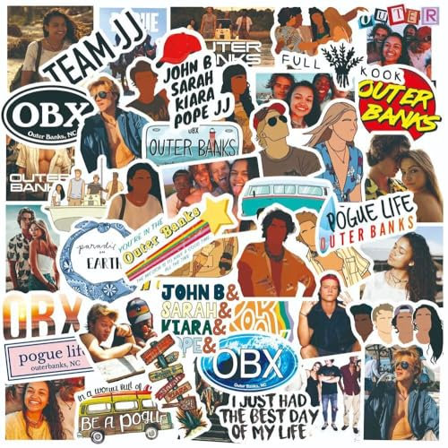 Outer Banks Aufkleber, 50 Stück Funny TV Show Aufkleber, Vinyl Wasserdichte Graffiti Decals für Laptop Skateboard Auto Koffer, Jugendliche und Erwachsene