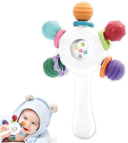 Baby Rassel, Weißer Greifling Baby, Zahnungshilfe Beißspielzeug, Sensorik Training Baby Rassel 0–6 Monate, Neugeborenes Geschenk Für Hörentwicklung Und Zähneentwicklung