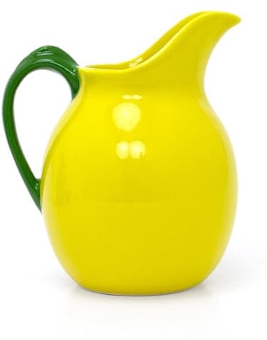 Carousel Home Glazed Lemon Jug | Yellow Ceramic Jug Large Serving Pitcher for Milk Water | Decorative Ceramic Vase - 20cm