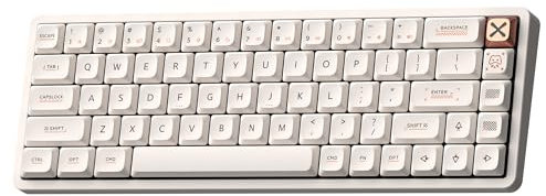iQunix Magi65 Low Profile Mechanical Keyboard, Computer Accessories, 65% Full Aluminum Case Wireless Keyboard with 2.4G Receiver, Bluetooth and Wired Connection for Mac/Windows (Ochre White)