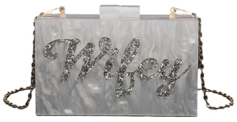 CEKGDB Bolso bandolera con cadena acrílica y letras de un solo hombro para teléfono, White, Talla única