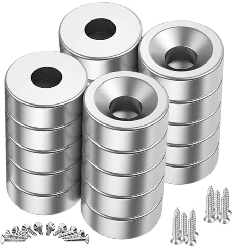 20PACK Neodym Magnete Extra Stark, 10x3mm Multifunktions Senkkopf Rundmagnete Topfmagnet mit Schrauben für Magnettafel Kühlschrank Magnetboard Küche Büro