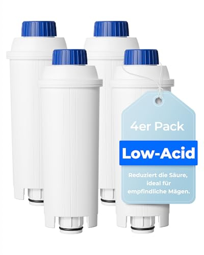 Waterdrop Low-Acid Filterkartuschen, Ersatz für De'Longhi® DLSC002, 4 Pack | Der Filter Enthält Alkalische Keramikkugeln und Reduziert Dadurch die Wasseracidität.