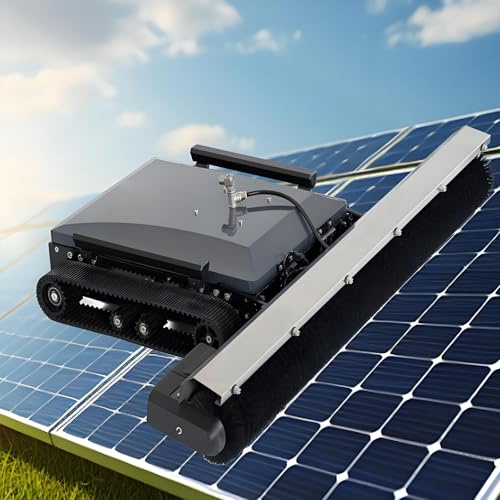 Robot de nettoyage photovoltaïque commercial avec télécommande, couverture de 130 cm et perche télescopique, modes humide/sec sans rayures | Robot de nettoyage photovoltaïque professionnel