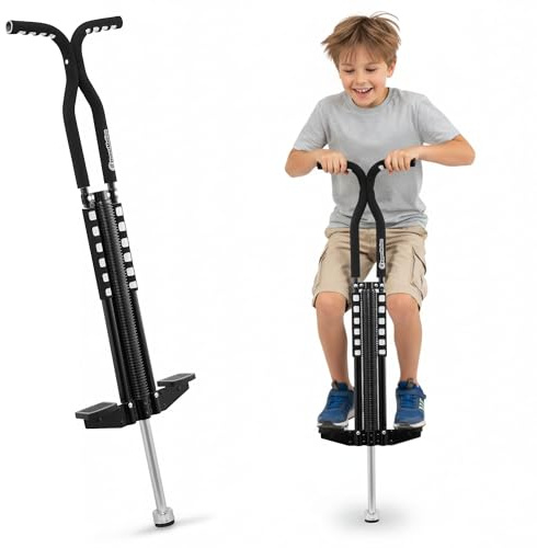 HyperMotion POGO Sprungstab für Jugendliche 9–14 Jahre, Trainingsgerät bis 50 kg, 2,35 kg Leichtbau, Balance-Trainer mit Federmechanismus, Rosa (Schwarz)