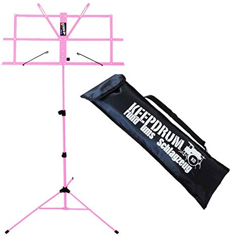 keepdrum MUS2 PK Notenständer Pink kindgerecht + keepdrum Tragetasche