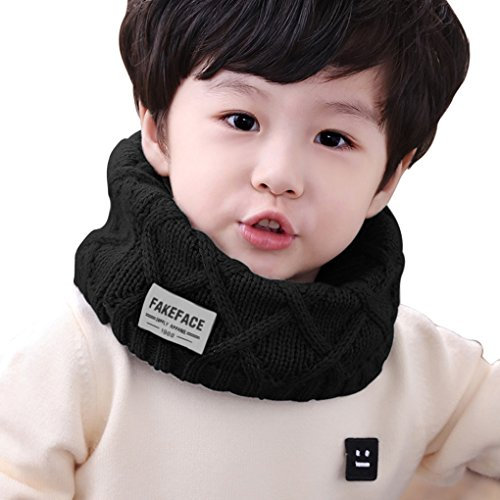 Kinder Schlauchschal Tuch Loopschal Loop gestrickt Rundschal Halstücher Winter Schal für 2-10 Jahre Baby Mädchen Jungen, Schwarz, Einheitsgröße
