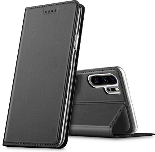 Verco Handyhülle kompatibel mit P30 Pro, Premium Handy Flip Cover für Huawei P30 Pro Hülle [integr. Magnet] Case Tasche, Schwarz