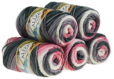 500g Strick-Garn ALIZE BURCUM Batik Strick-Wolle Handstrickgarn, Farbe wählbar, Farbe:1602