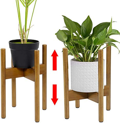 Parkland Adjustable Plant Stand, Plant Holder Bamboo Wood Modern Flower Potted Holder Rack for Indoor Outdoor Fits up to 22-28.5 Centimetre Pot (Pot Not Included) (Brown)