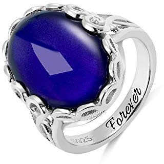 Getname Necklace Sterling-Silber Farbwechsel Ring – Silber Stimmungsringe Geschenk für sie personalisierte Gravur im Inneren individuelle Geschenke Frauen, Sterlingsilber