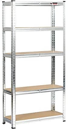 Rhino Racking - 5 Tier Heavy-Duty Industrial Storage Shelves - Galvanised - 150x75x30cm
