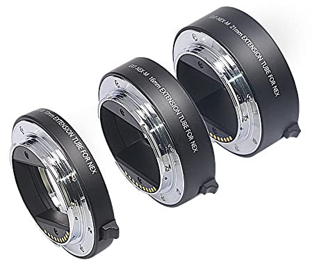 Venidice NEX-M Metal AutoFocus Macro Extension Tubes Set(10mm+16mm+21mm) for Sony Mirrorless E-Mount FE-Mount A7 NEX Camera A7 A7M2 NEX3 NEX5 NEX6 NEX7 A5000 A5100 A6000 A6300 A6500 A9 A7III