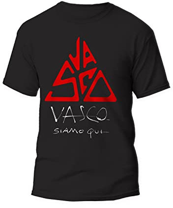 Createe Vasco Rossi t Shirt - Maglietta Siamo Qui 100% Cotone (M, Nera)