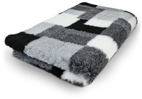 Topmast Vetbedden, Anti Rutsch Hundedecke, Patchwork, Schwarz, Maschinenwaschbar, rutschfeste Hundematte, Hundebett für Hunde und Welpen (100x75cm)