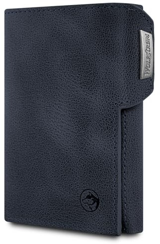 Wolfstrøm Slim Wallet 'Svente' I 11 Karten Mini Geldbörse Herren mit Münzfach, RFID Blocker I Damen und Herren Portemonnaie Klein I Credit Card Holder Geldbeutel – Midnight Blue
