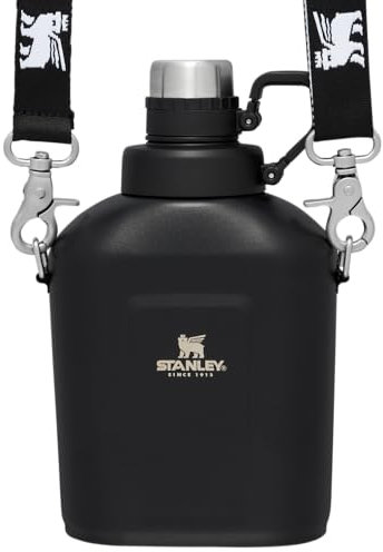 STANLEY Legendary Classic Canteen - Botella de agua de 1.1 cuartos de galón, cantimplora de acero inoxidable con correa y tapa a prueba de fugas, apta para lavavajillas y sin BPA