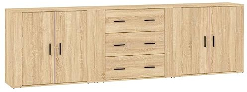 vidaXL Sideboards 3 STK. Sonoma-Eiche Holzwerkstoff