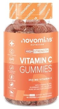 250mg High Strength Vitamin C Gummies - 1 Month Supply - Zinc, Bioflavonoids, Rose Hip & Elderberry for Immune System Support - Alternative to Vitamin C Tablets - 60 Gummies - Novomins